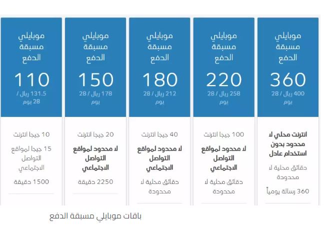 باقات شركة موبايلي مسبقة الدفع2023