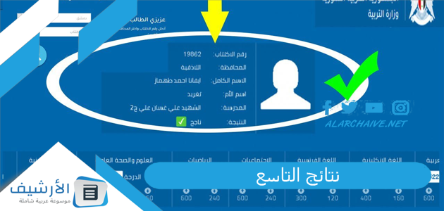 التاسع 2023 وزارة التربية السورية نتائج التاسع حسب الاسم