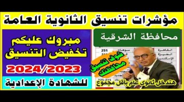 أدنى درجات القبول تنسيق الثانوية العامة 2024 محافظة الشرقية