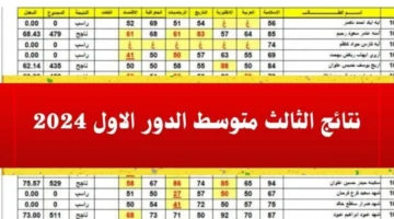 كاملة Pdf نتائج الثالث متوسط 2024 البصرة الدور الأول