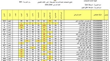 نجاح مرتفعة نتائج الثالث المتوسط فى العراق الدور الأول