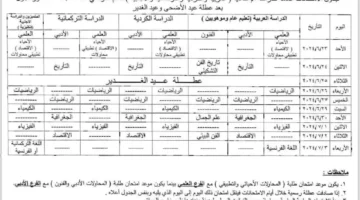 جدول امتحانات السادس اعدادي الجديد بعد التغيير وموعد ظهور