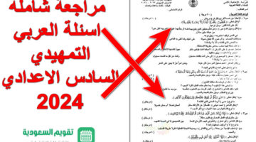 شاملة ونهائية اسئلة العربي التمهيدي السادس الاعدادي 2024 الوزاري