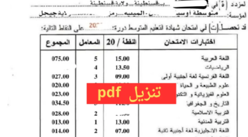 Pdf سحب نقاط نتائج شهادة التعليم المتوسط 2024 موقع