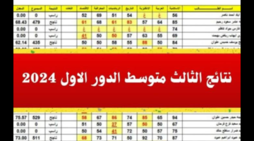 الآن نتائج الثالث متوسط الدور الاول 2024 Pdf علي