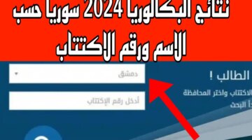 البكالوريا 2024 سوريا حسب الاسم ورقم الاكتتاب موقع وزارة