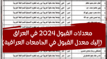 مكانك معدلات القبول في الجامعات العراقية 2024